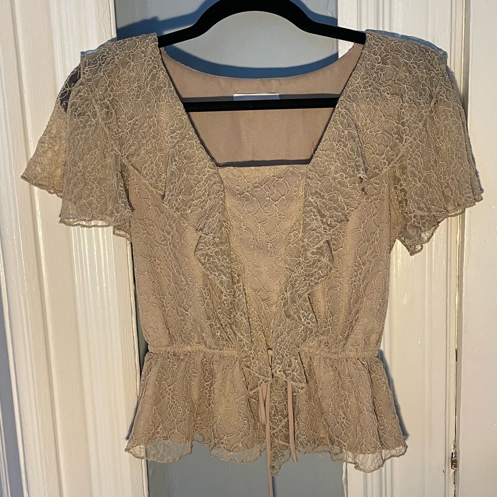 June & Hudson Lace Peplum Top